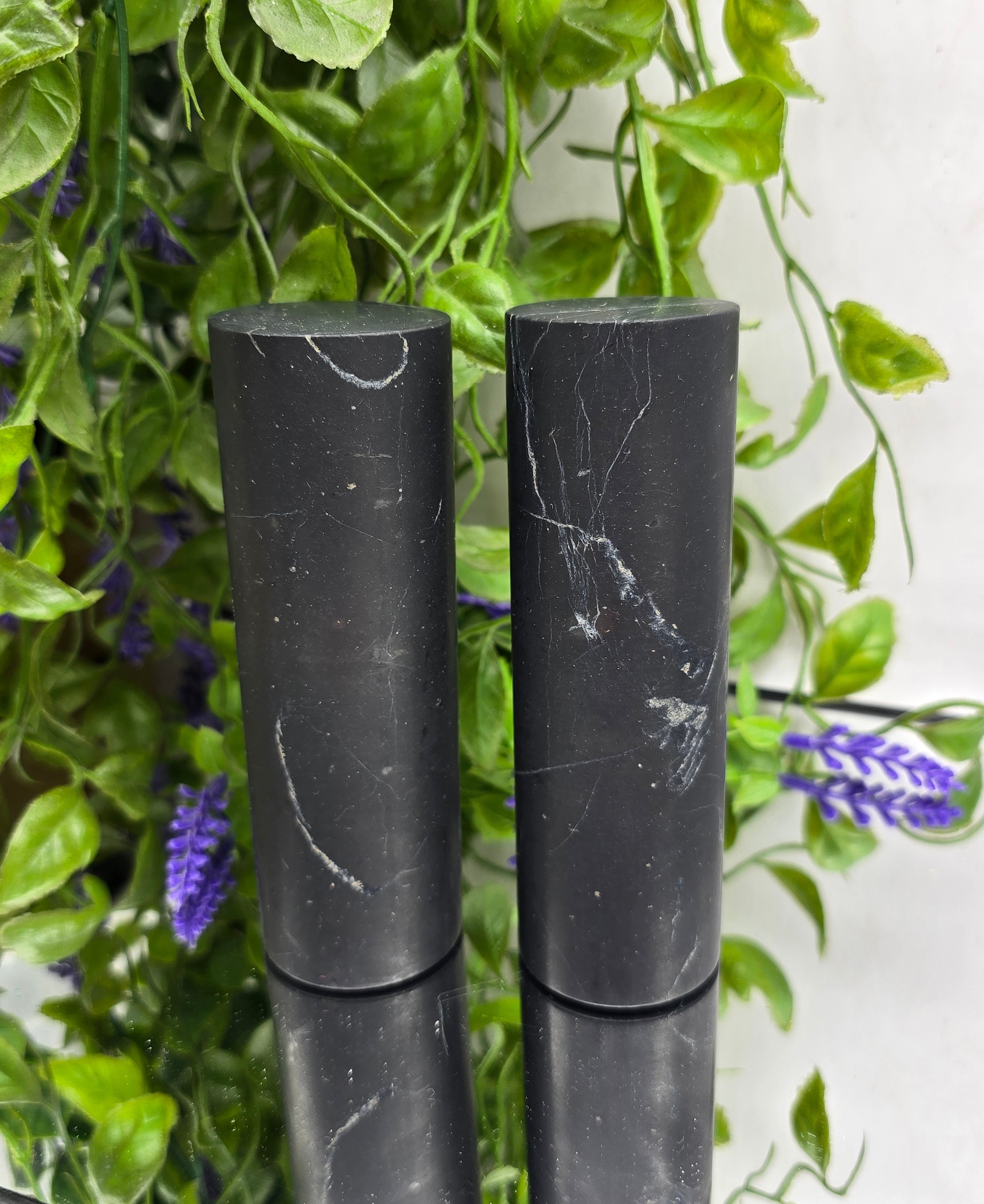 Shungite Harmoniser Cylinder 12.5 x 4cm | EMF Protection Stone | Grounding & Purification Energy Crystal Wellness