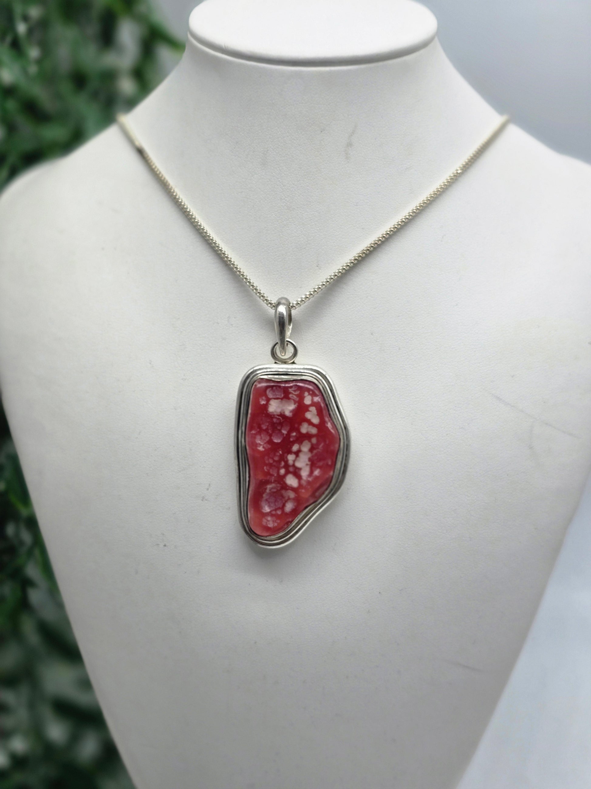 Rhodochrosite Sterling Silver Pendant | Stone of Love, Compassion & Emotional Healing Crystal Wellness