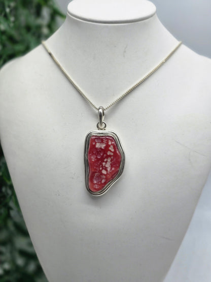Rhodochrosite Sterling Silver Pendant | Stone of Love, Compassion & Emotional Healing Crystal Wellness