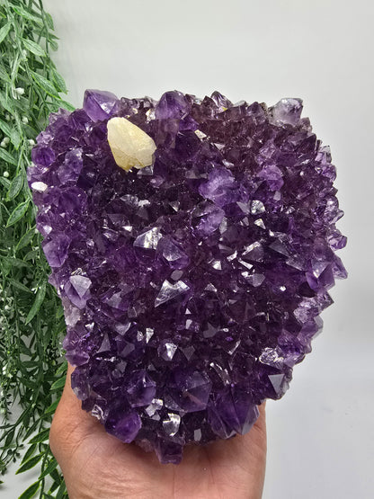 Rare Amethyst Cluster with Cacoxenite & Calcite – AAAA Grade 20x16x6cm | 2.76kg Healing Crystal Crystal Wellness