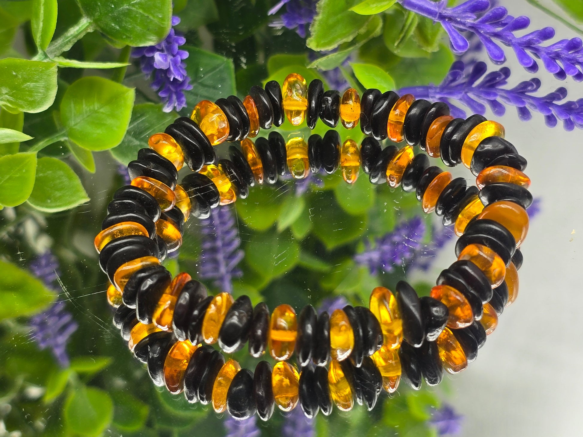 Black & Yellow Amber Bracelet – 51.25 Grams (Protection, Vitality, and Emotional Balance) Crystal Wellness