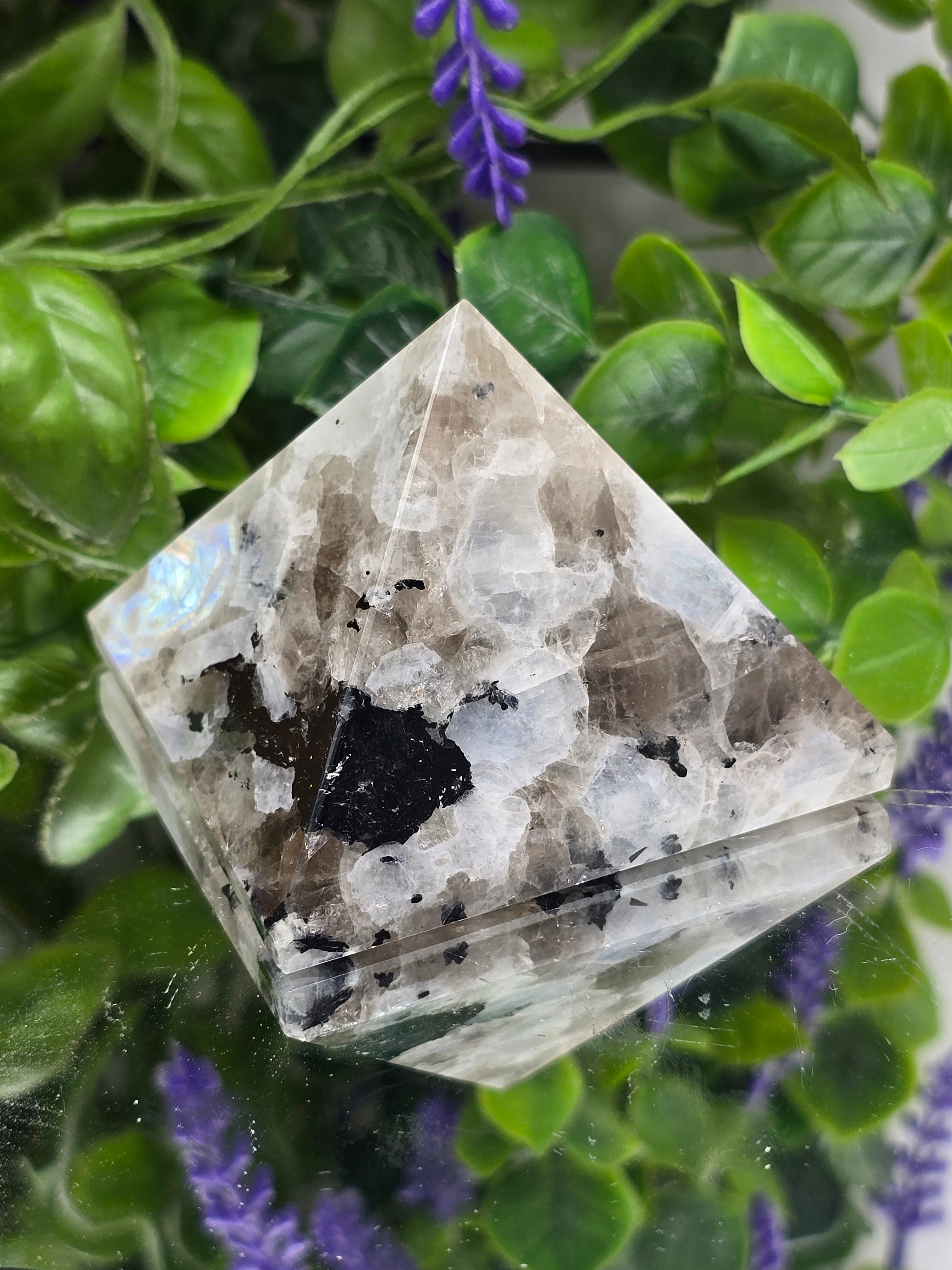 Natural Rainbow Moonstone Pyramid – Intuition, Feminine Energy & New Beginnings Crystal Wellness