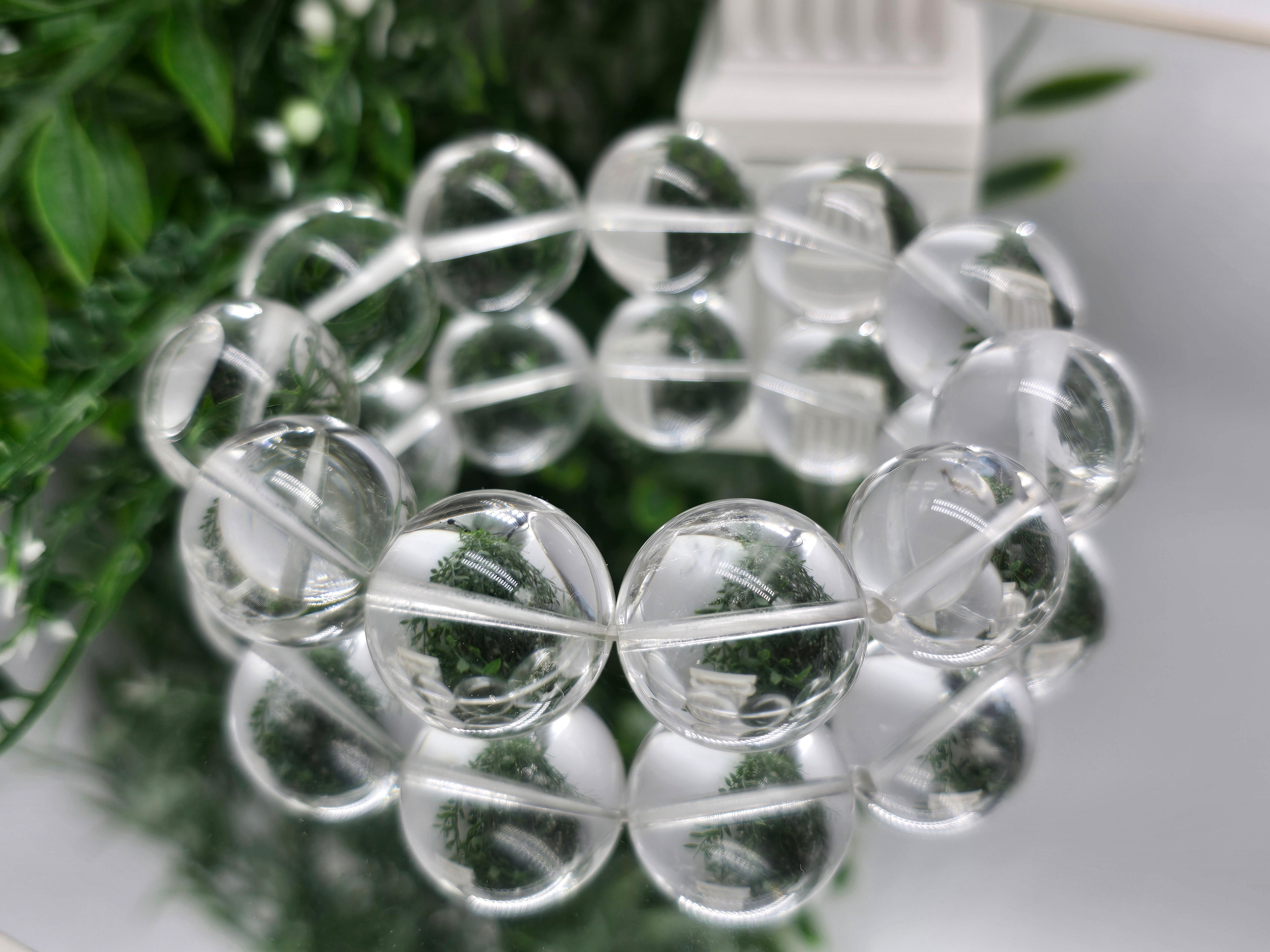 High Grade Clear Quartz Radiance Bracelet – 21mm Ultimate Power Beads Crystal Wellness