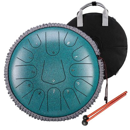 Premium 38cm Steel Tongue Drum – Lotus Design | 432Hz Meditation Tank Drum for Sound Healing, Yoga & Mindfulness Crystal Wellness
