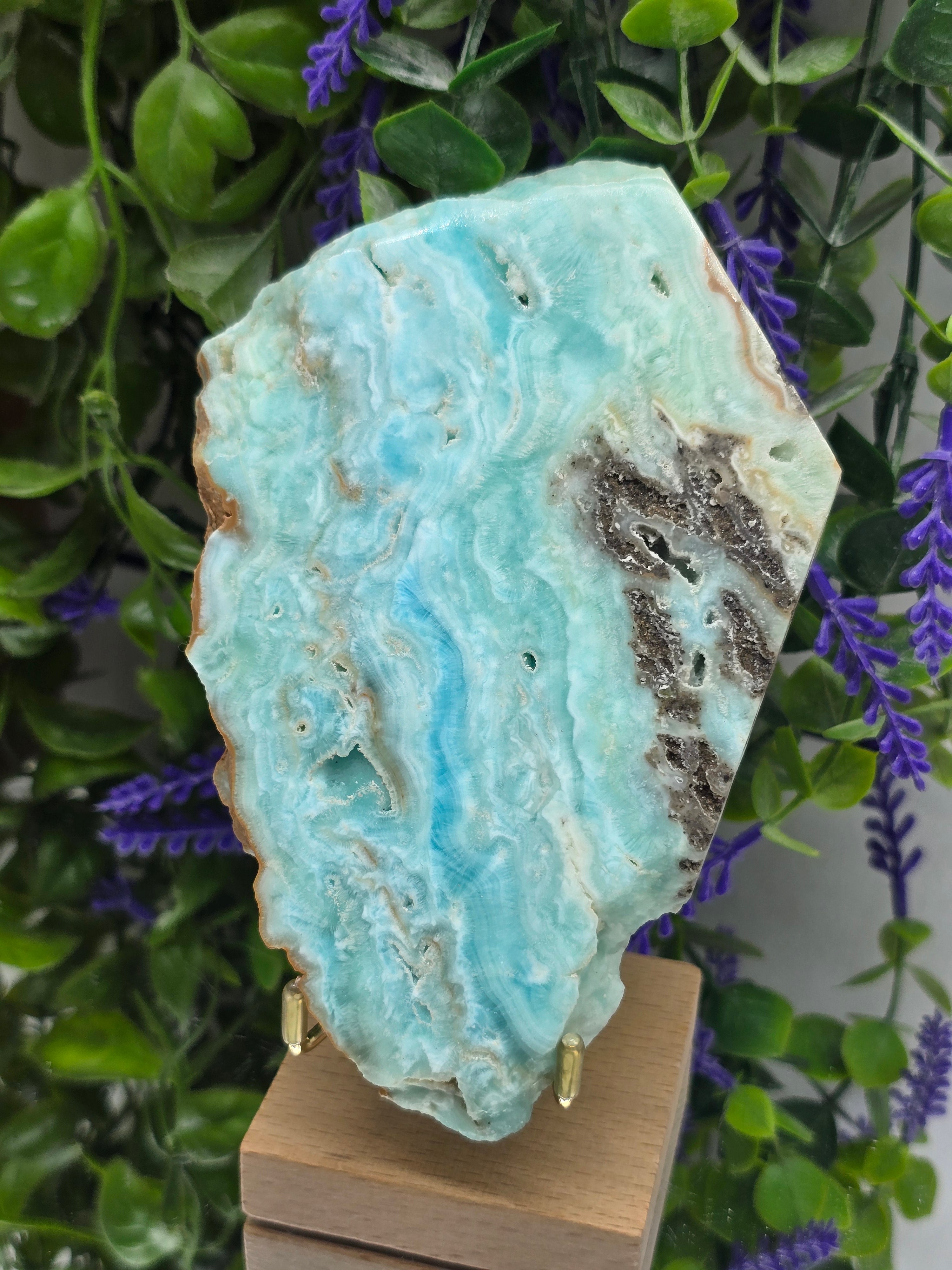 Caribbean Blue Calcite Slab - Stone of Emotional Healing & Calm Communication | 13x10cm Crystal Wellness