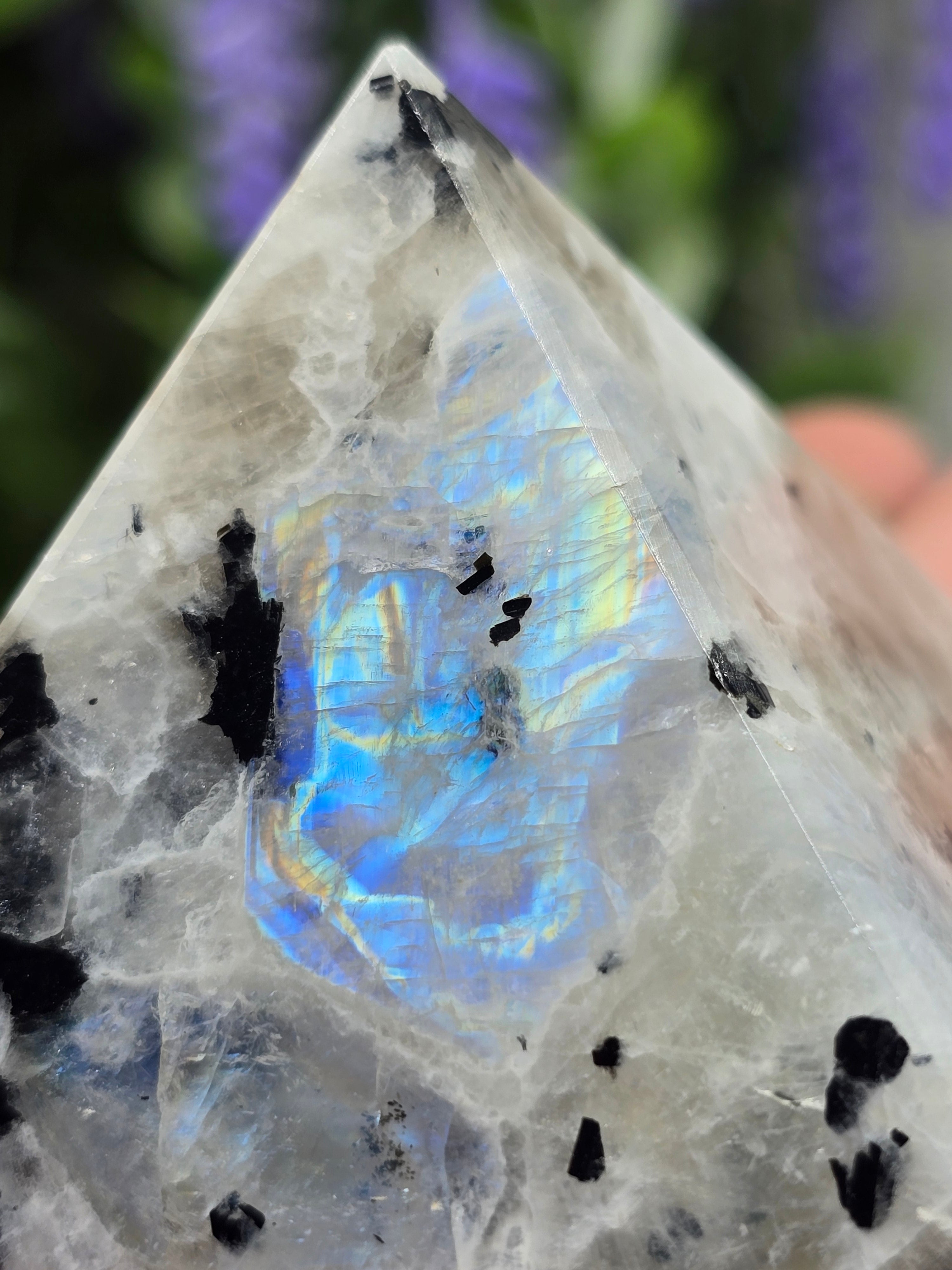 Natural Rainbow Moonstone Pyramid – Intuition, Feminine Energy & New Beginnings Crystal Wellness