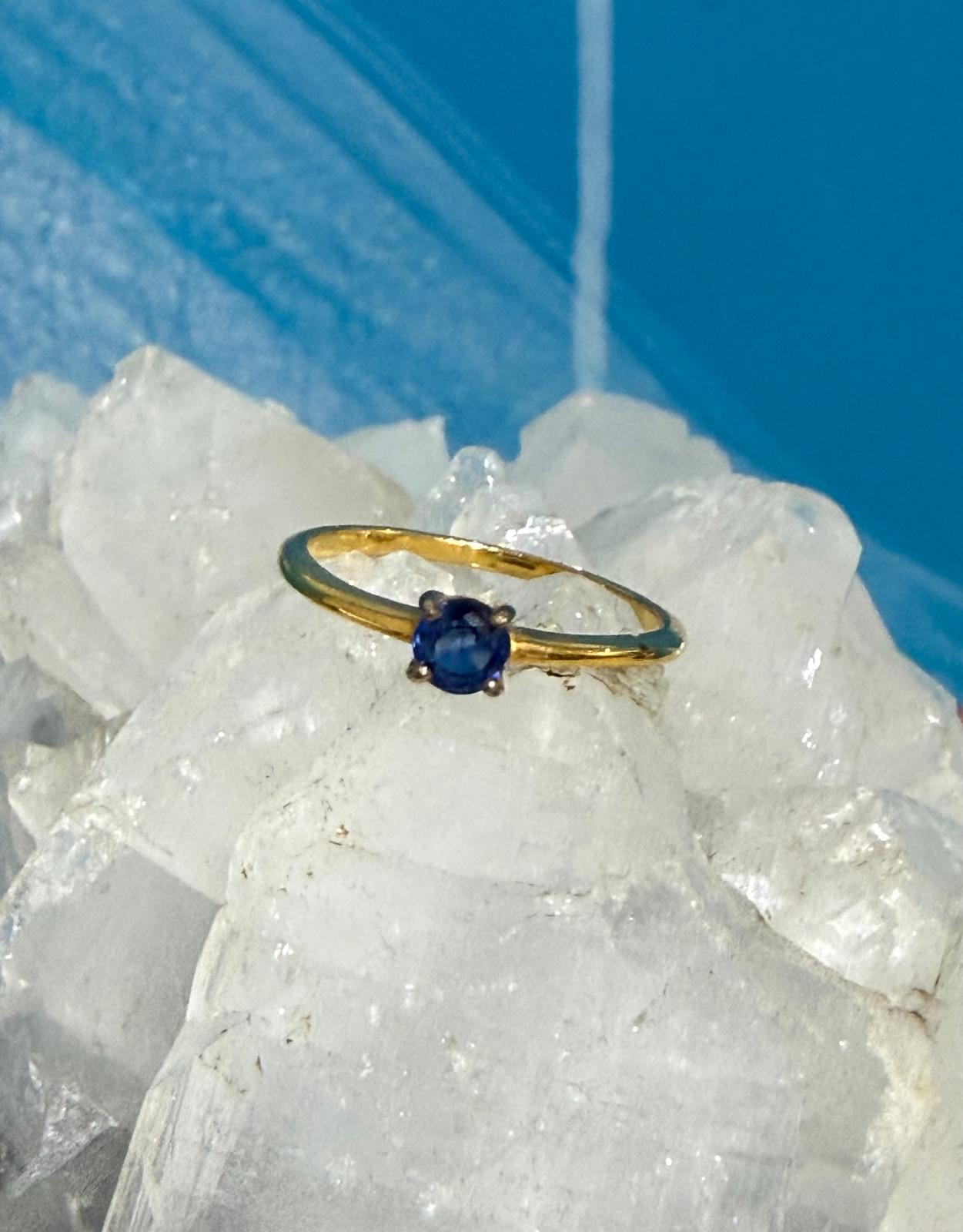 Premium Blue Kyanite 18ct Gold Vermeil Ring — Alignment, Protection & Intuitive Clarity Crystal Wellness