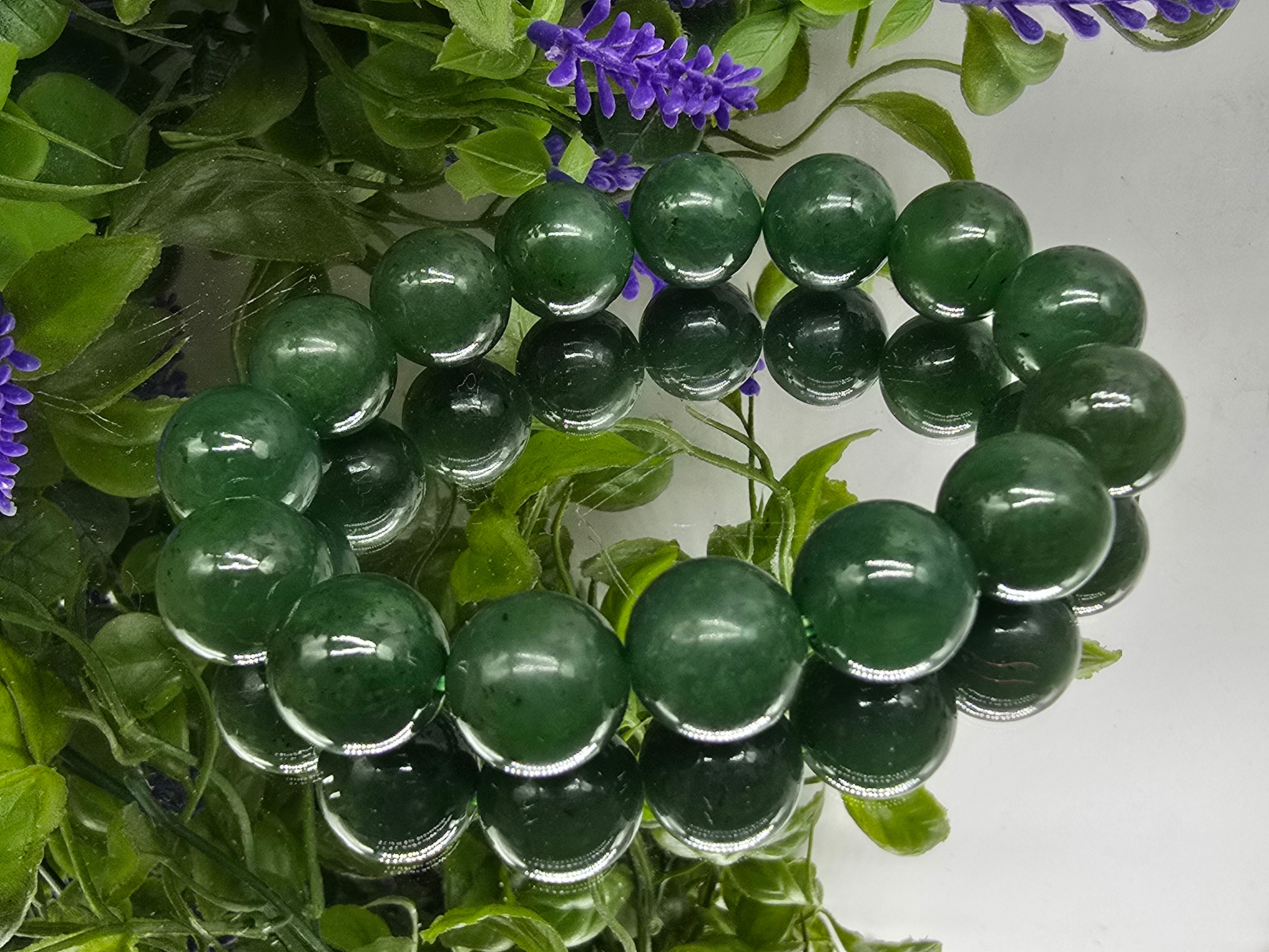 High Grade Nephrite Jade 14mm Beads Bracelet (Stone of Protection, Harmony & Longevity)