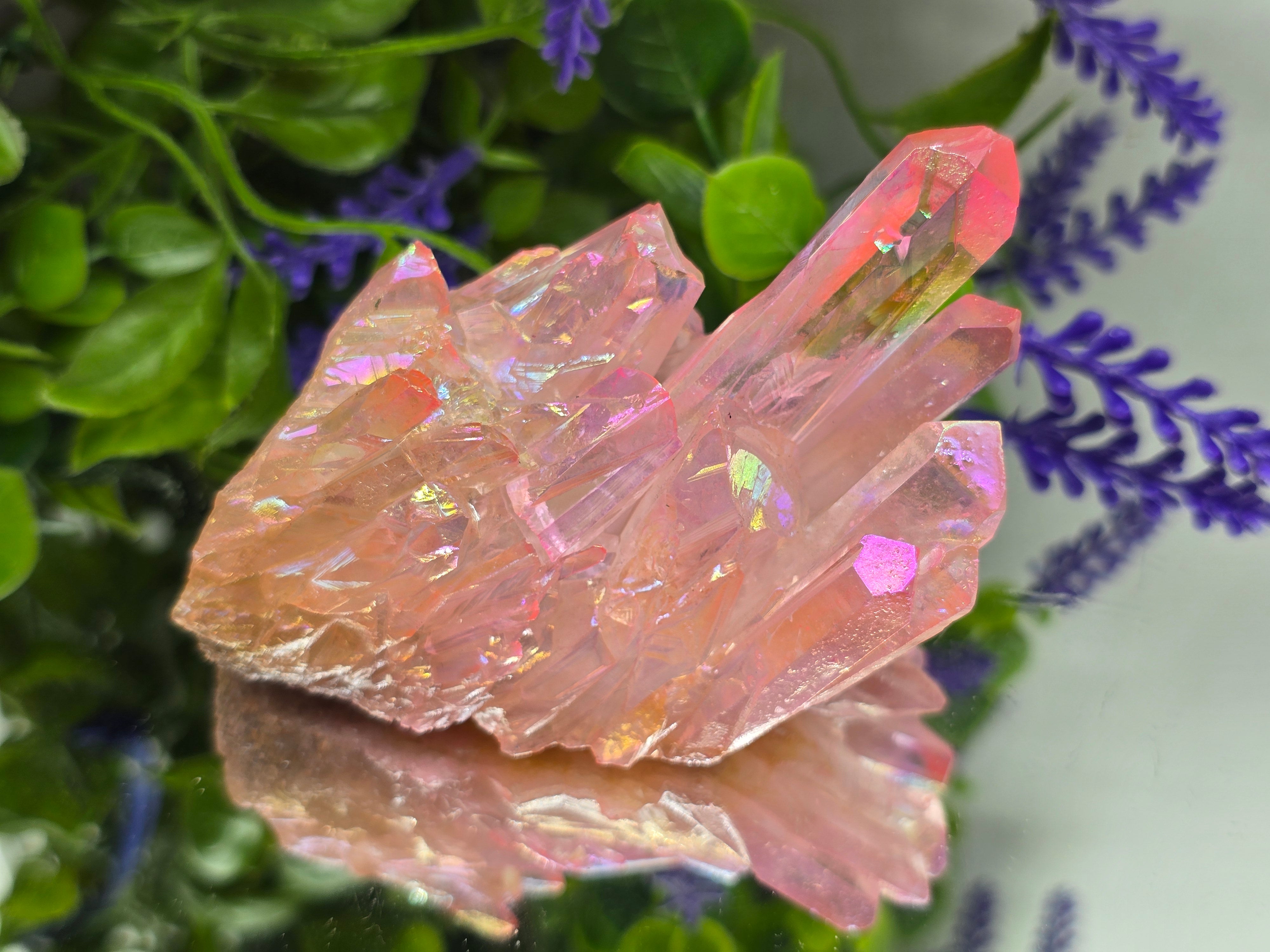 🌸 Rose Aura Quartz Cluster — Stone of Love, Emotional Healing & Divine Connection Crystal Wellness