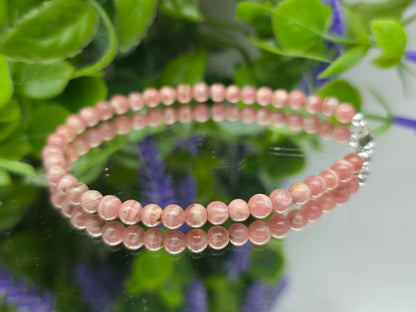 High-Grade Rhodochrosite 3mm Bead Bracelet – Stone of Compassion & Emotional Renewal Crystal Wellness