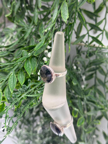 Earth Whisper New Beginning – Moss Agate 925 Sterling Silver Ring (Size 6) Crystal Wellness