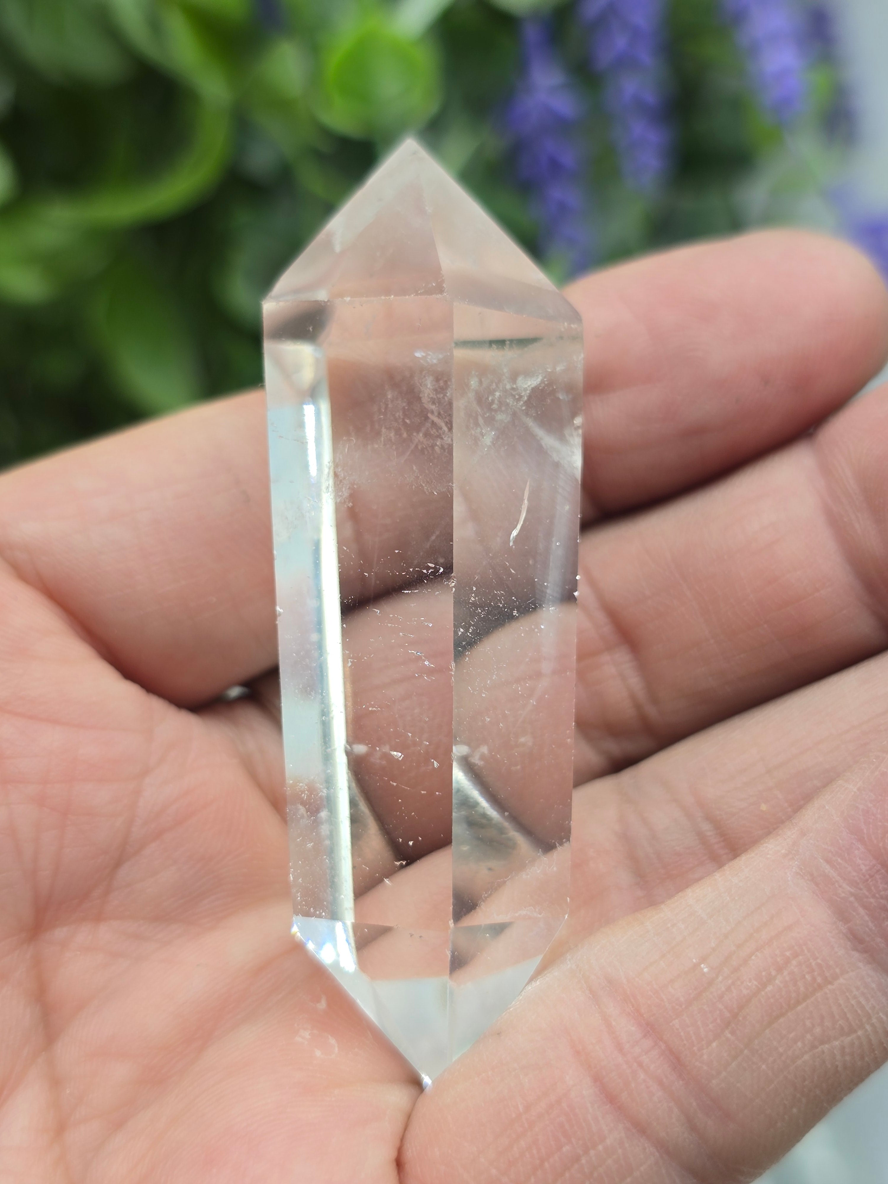 Premium Brazilian Clear Quartz Double-Terminated Crystal Point | High-Grade Polished Quartz Wand | Stone of Clarity, Amplification & Divine Light Crystal Wellness