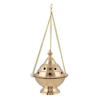 Brass Incense Burner - Om Hanging Crystal Wellness