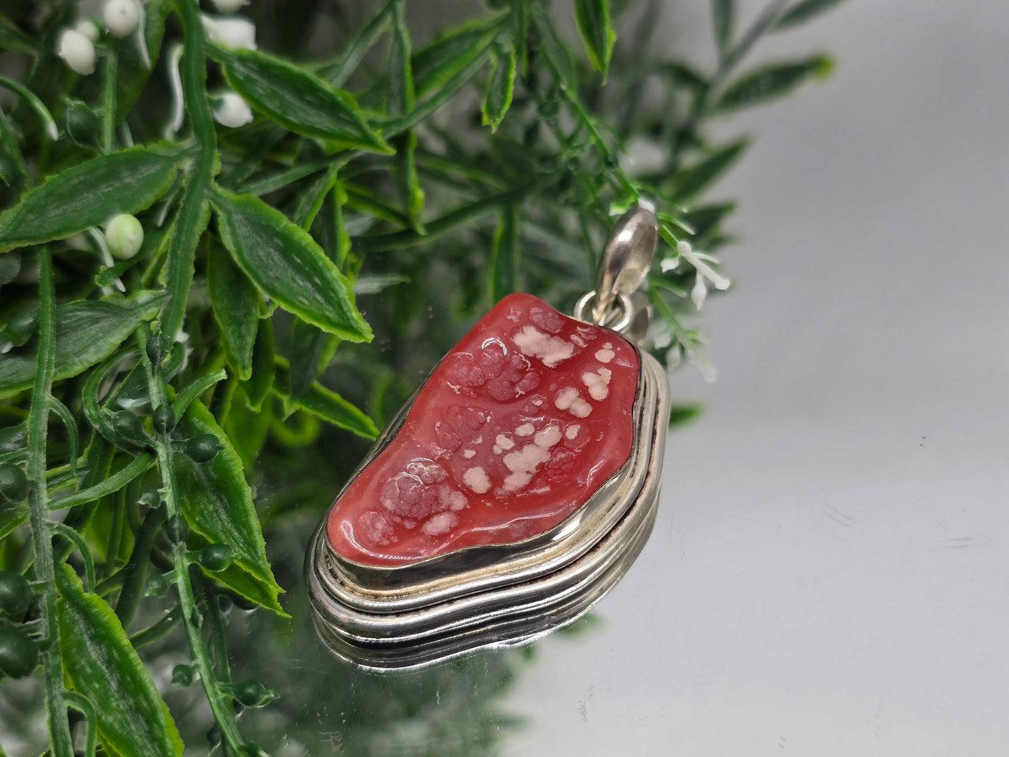 Rhodochrosite Sterling Silver Pendant | Stone of Love, Compassion & Emotional Healing Crystal Wellness
