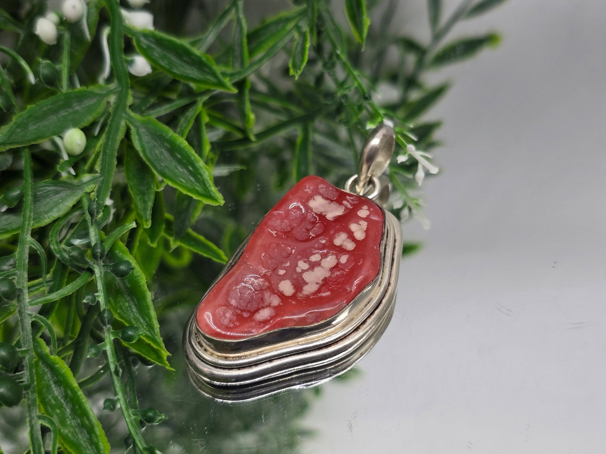 Rhodochrosite Sterling Silver Pendant | Stone of Love, Compassion & Emotional Healing Crystal Wellness