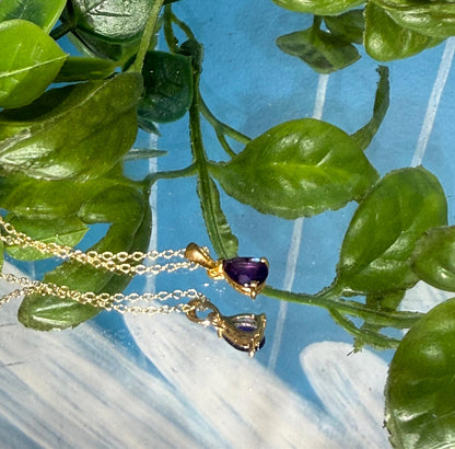 Amethyst Radiance Teardrop Pendant in 18ct Gold Vermeil Crystal Wellness