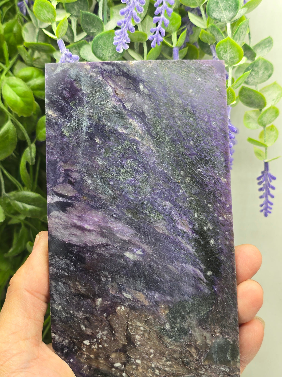 Natural Charoite Slab – Stone of Dragon, Spiritual Growth & Inner Strength Crystal Wellness