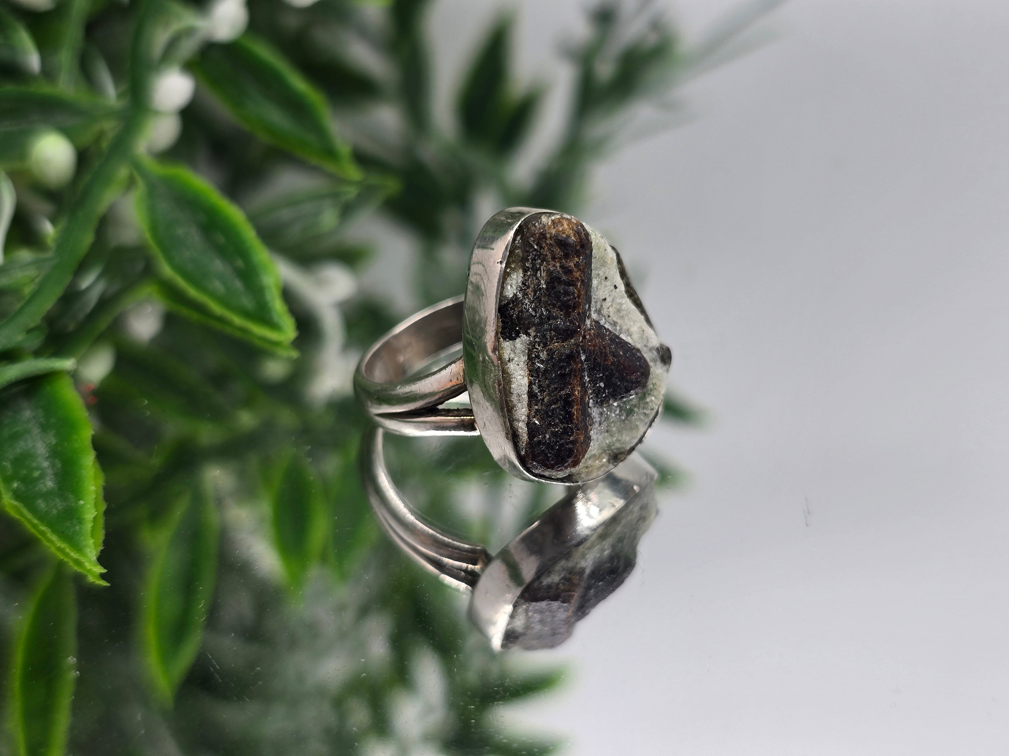 ✨ Staurolite 925 Sterling Silver Ring – Size 8 ✨ Crystal Wellness