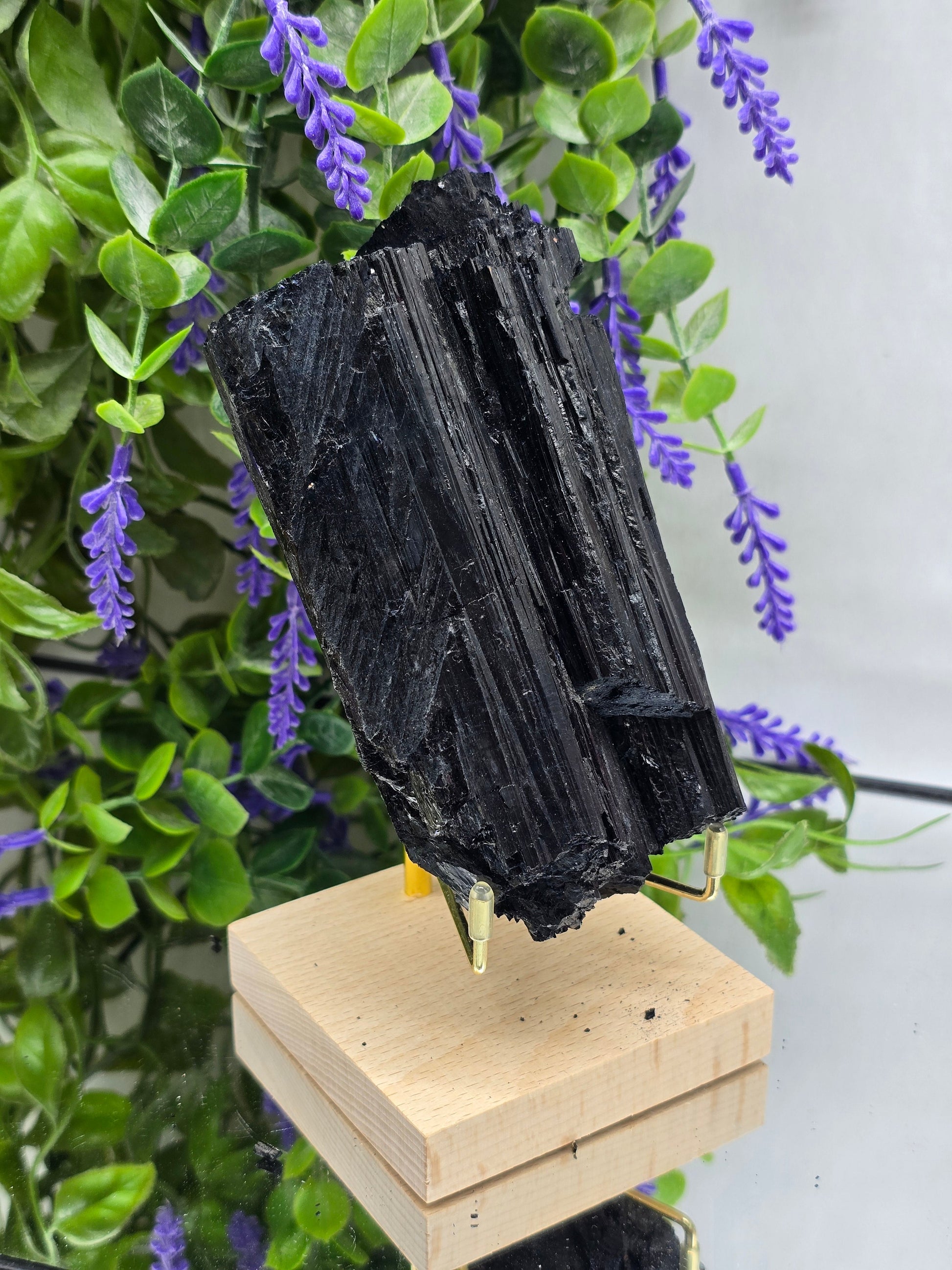 Premium Quality Natural Black Tourmaline Raw (Standing Display included) – Stone of Protection & Grounding Crystal Wellness