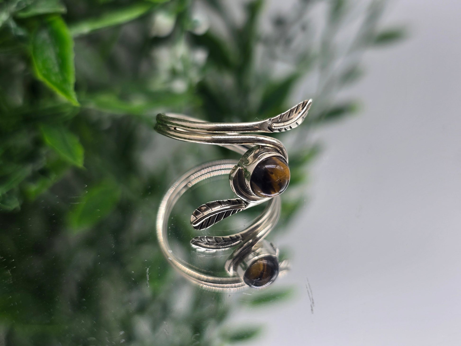 Tiger’s Eye 925 Sterling Silver Ring – Courage, Strength & Grounding Crystal Jewelry (Size 8.5) Crystal Wellness