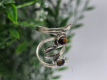 Tiger’s Eye 925 Sterling Silver Ring – Courage, Strength & Grounding Crystal Jewelry (Size 8.5) Crystal Wellness