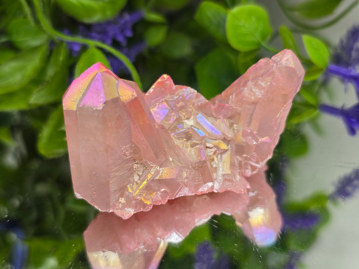🌸 Rose Aura Quartz Cluster — Stone of Love, Emotional Healing & Divine Connection Crystal Wellness