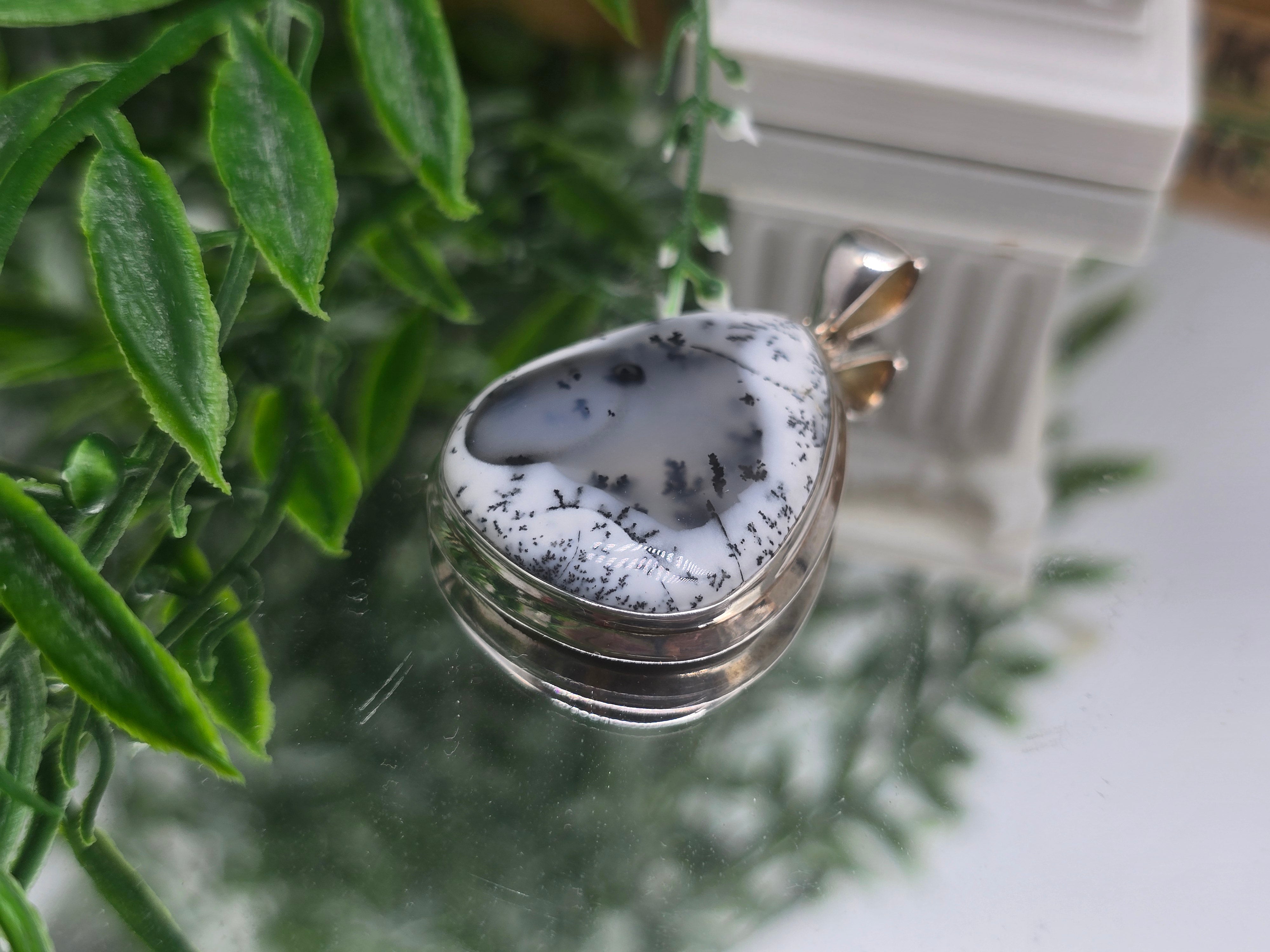 Dendritic Opal 925 Sterling Silver Pendant – Clarity, Growth & Inner Peace Crystal Crystal Wellness