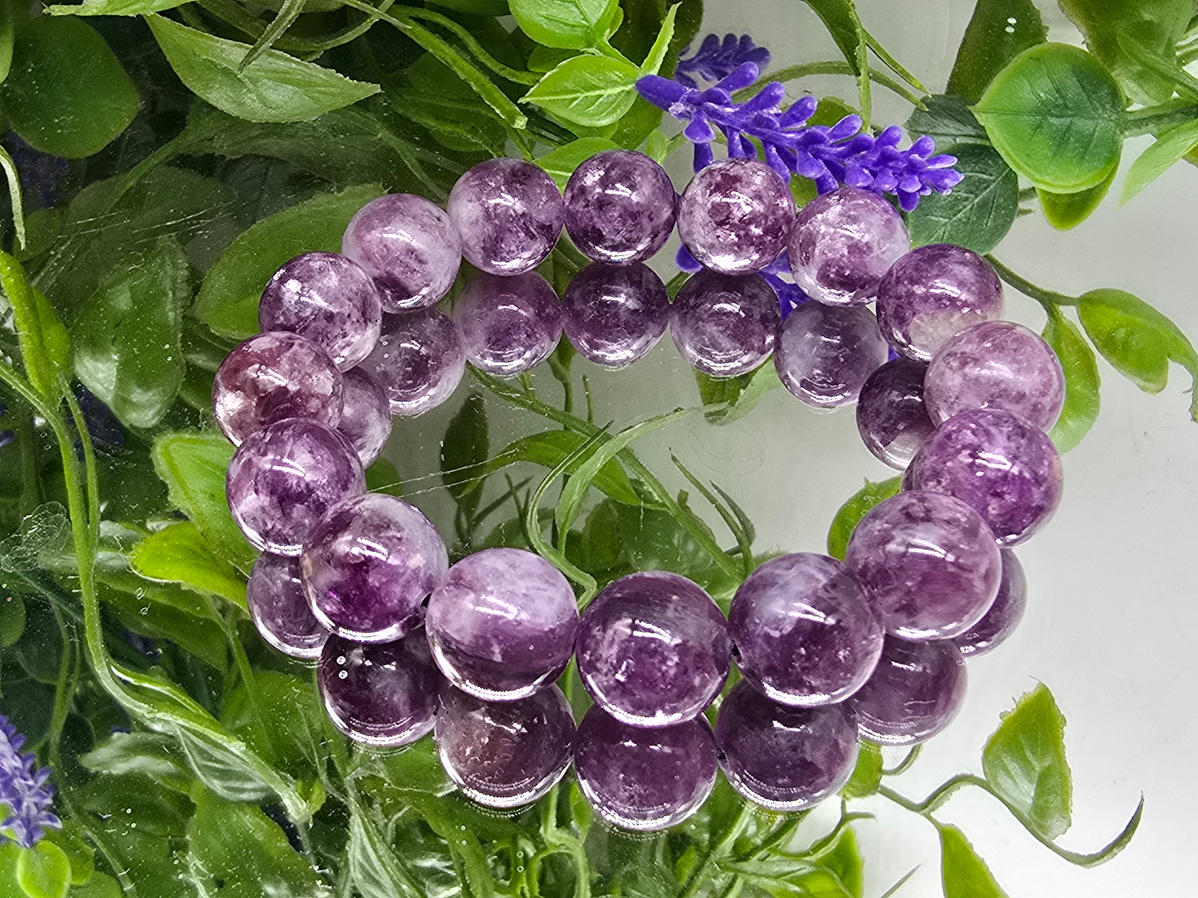 Lepidolite AAA Grade 12mm beads bracelet  Crystal Wellness
