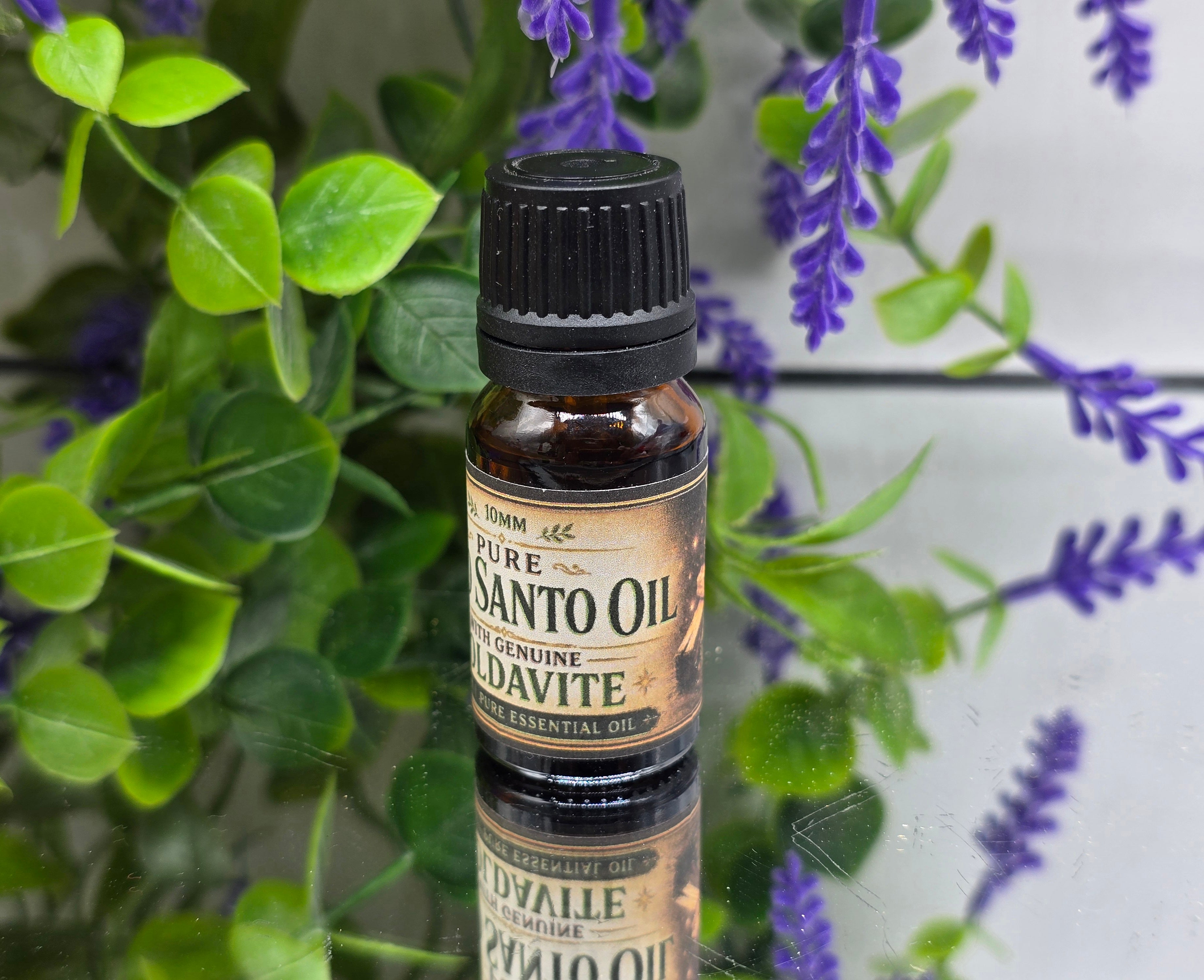 10mm Pure Palo Santo Essential Oil with Genuine Moldavite Infusion – High Vibration Cleansing & Transformation Spiritual Anointing Oil Crystal Wellness