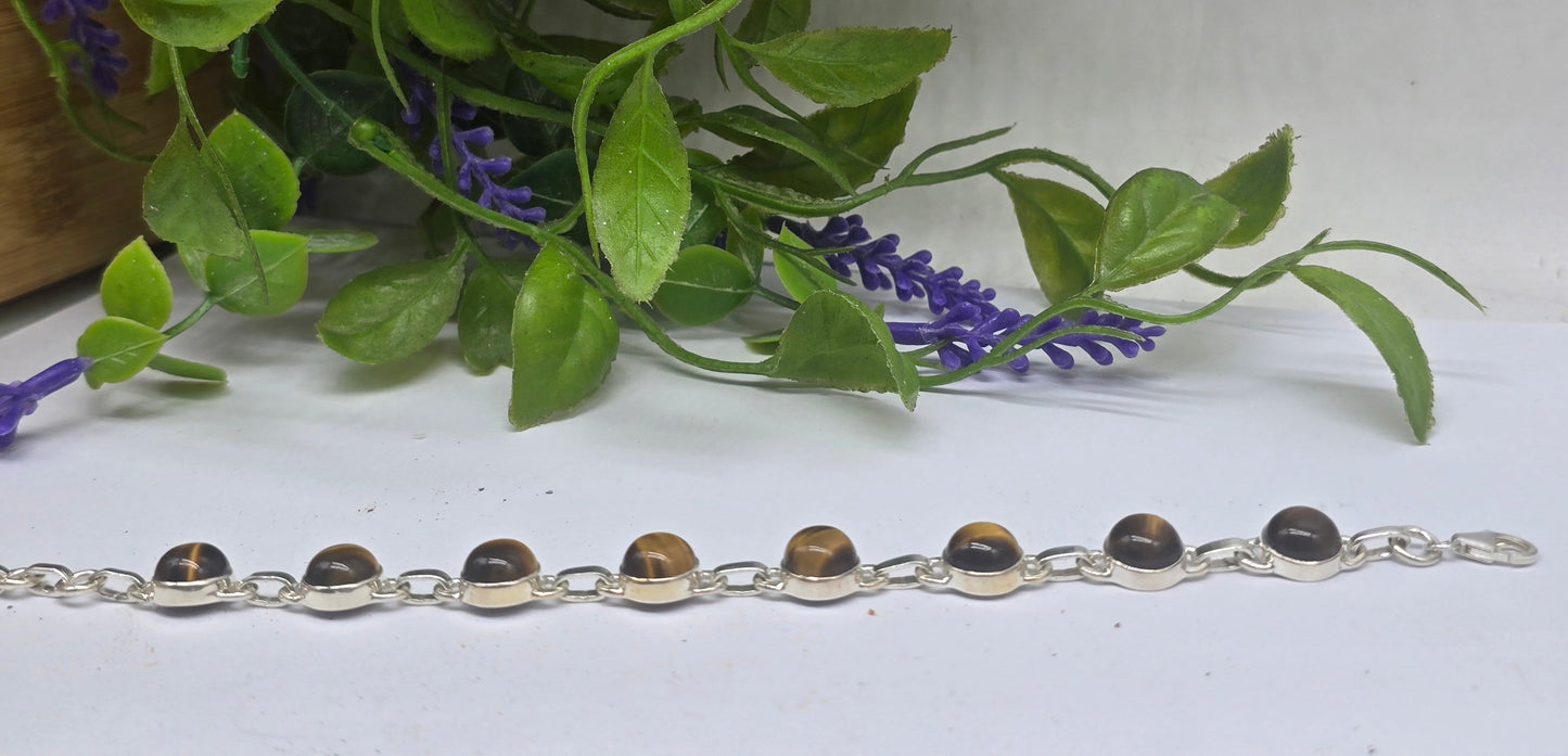 Tigers Eye in 925 Sterling Silver Bracelet Crystal Wellness