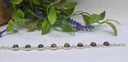 Tigers Eye in 925 Sterling Silver Bracelet Crystal Wellness