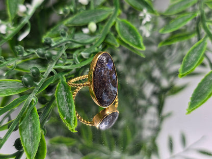 22 Carat Gold Boulder Opal Ring – Unique Natural Gemstone, Size 7 Crystal Wellness