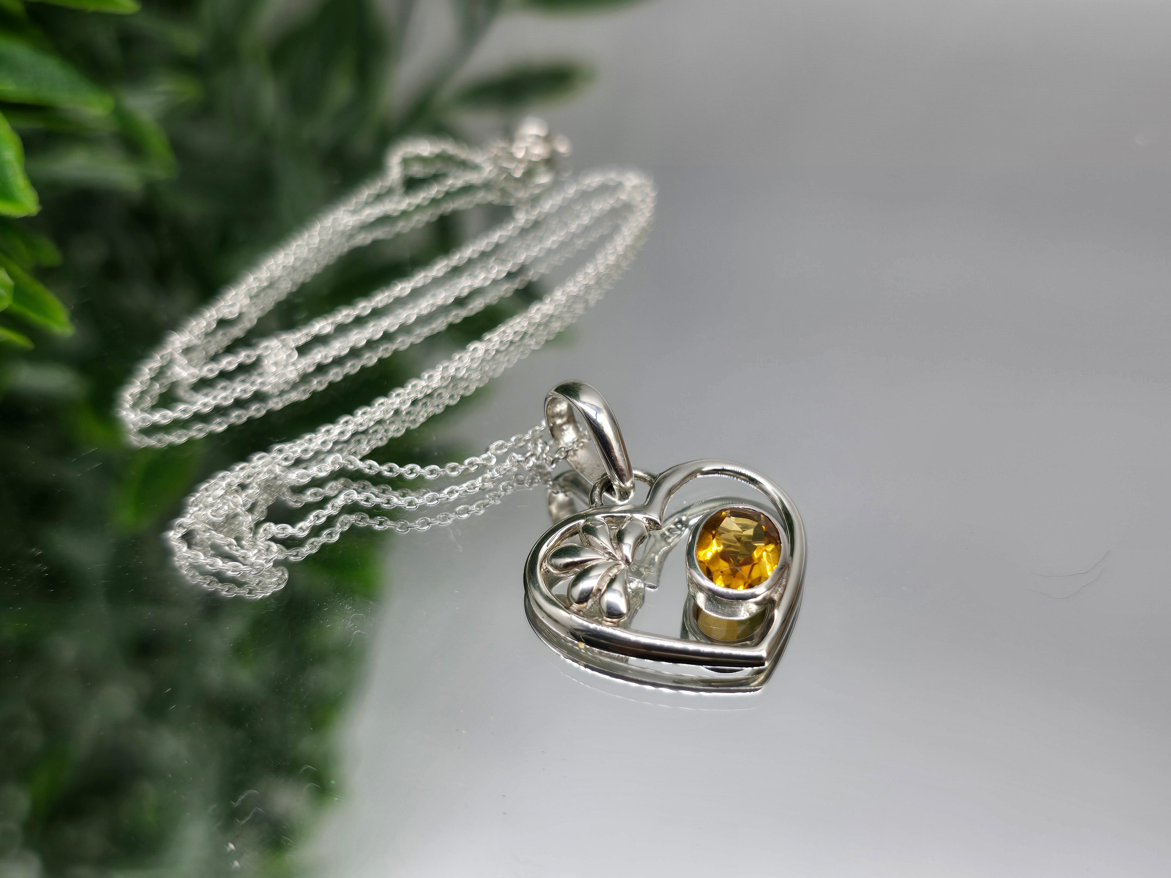 Genuine Citrine “Abundance & Joy” Heart Pendant 925 Silver - Chain Included Crystal Wellness