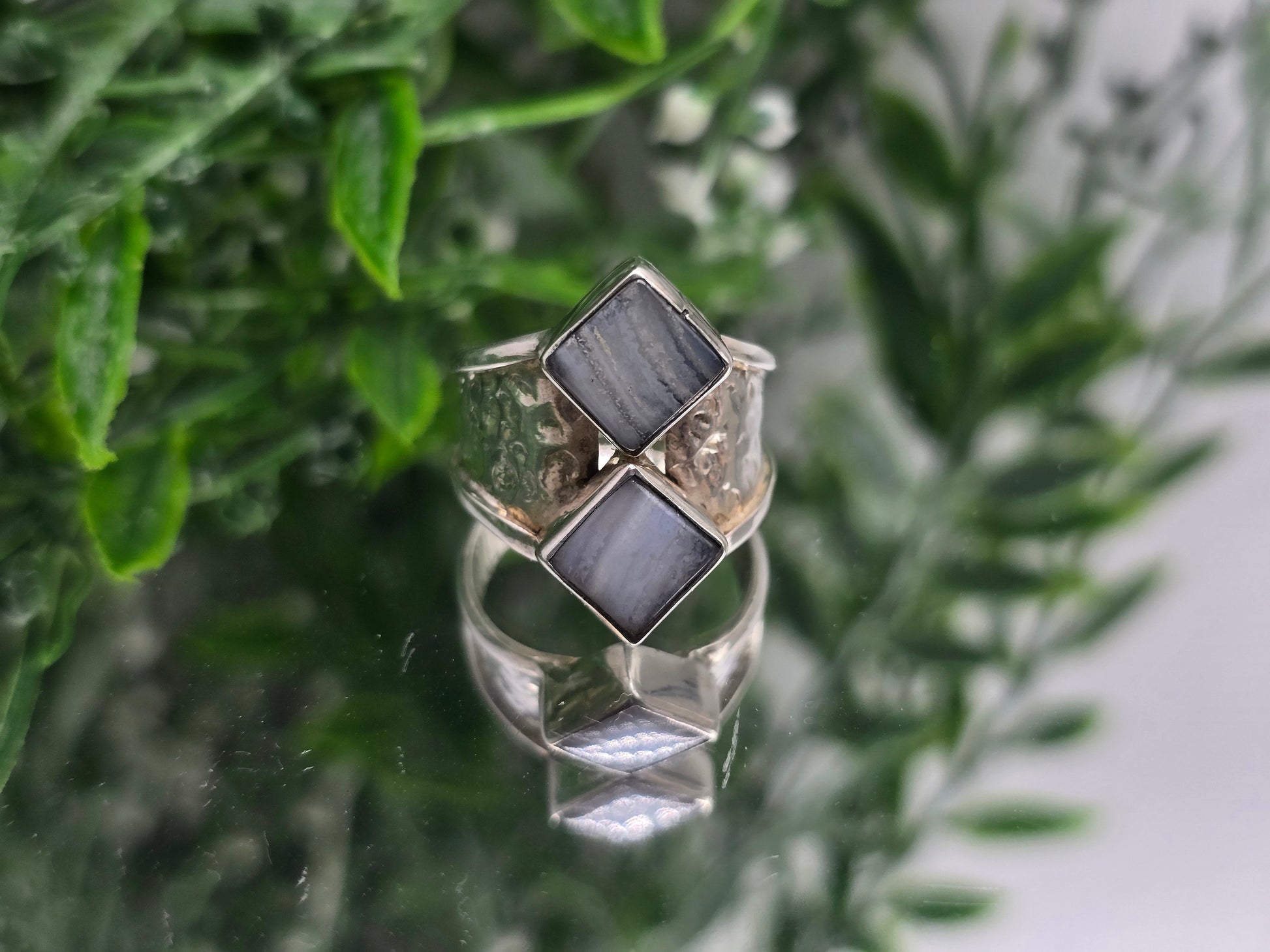 Blue Lace Agate 925 Sterling Silver Ring (Size 9) – Stone of Tranquility & Communication Crystal Wellness