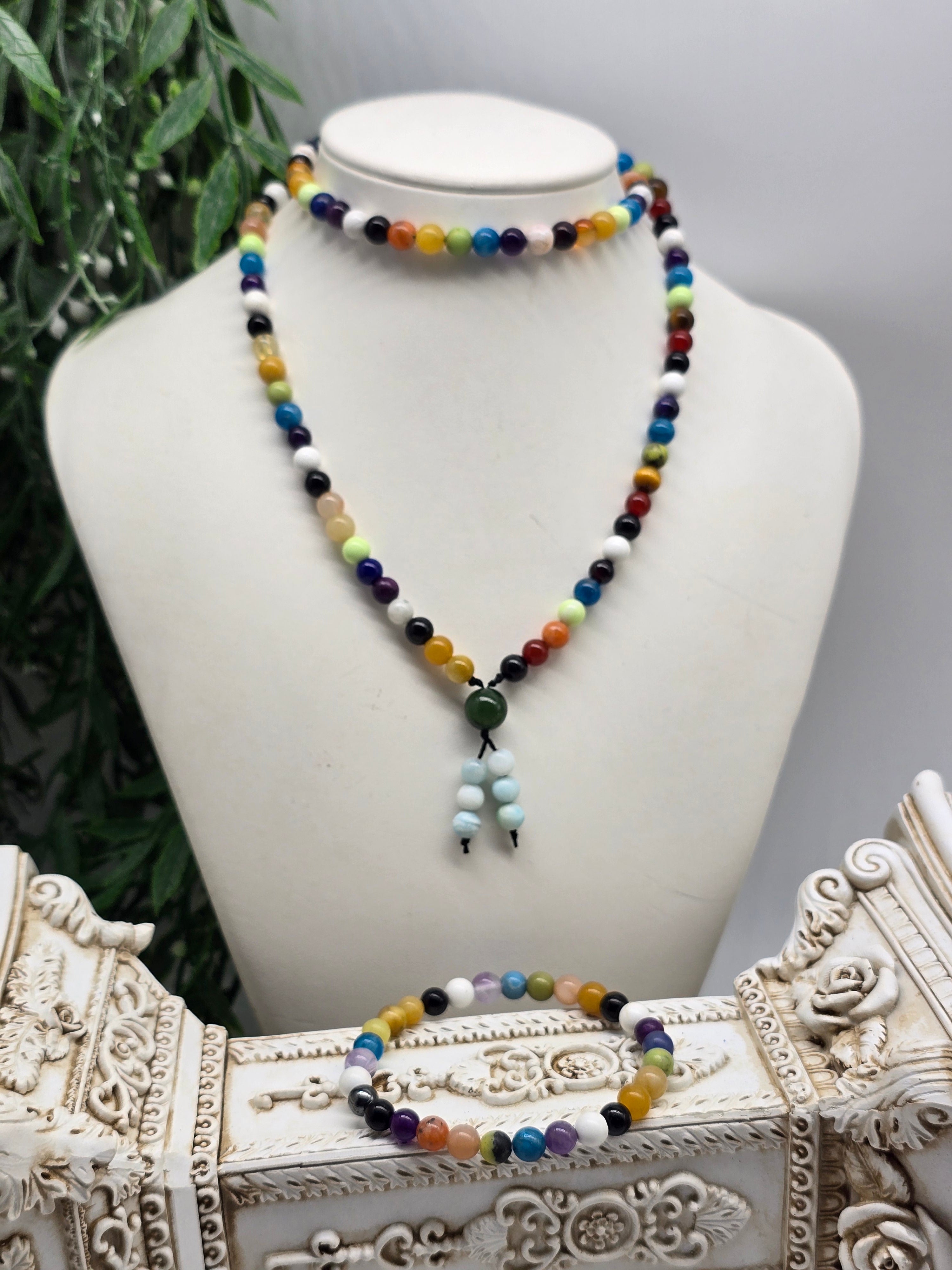 108 Mala Beads Set with Bracelet (Stone of Alignment & Wholeness) Crystal Wellness