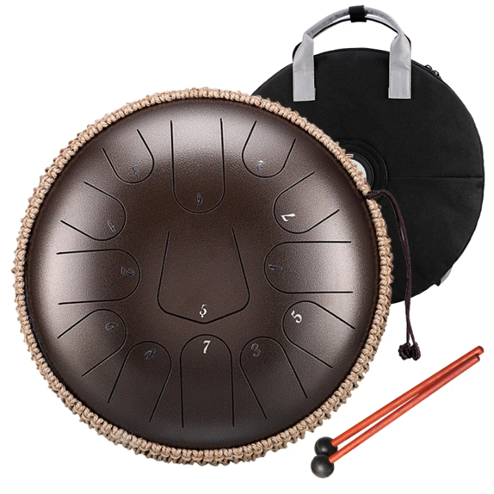 Premium 38cm Steel Tongue Drum – Lotus Design | 432Hz Meditation Tank Drum for Sound Healing, Yoga & Mindfulness Crystal Wellness