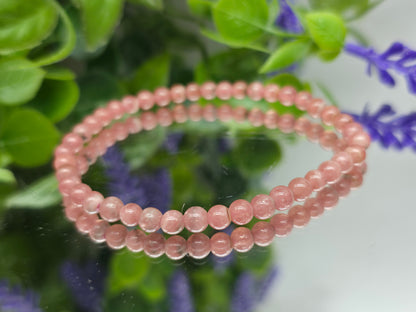High-Grade Rhodochrosite 3mm Bead Bracelet – Stone of Compassion & Emotional Renewal Crystal Wellness