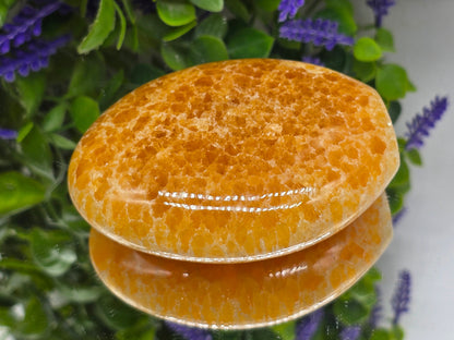 Orange Calcite Polished Freeform – Stone of Joy, Confidence & Creative Energy | 379g 10x8cm Crystal Wellness
