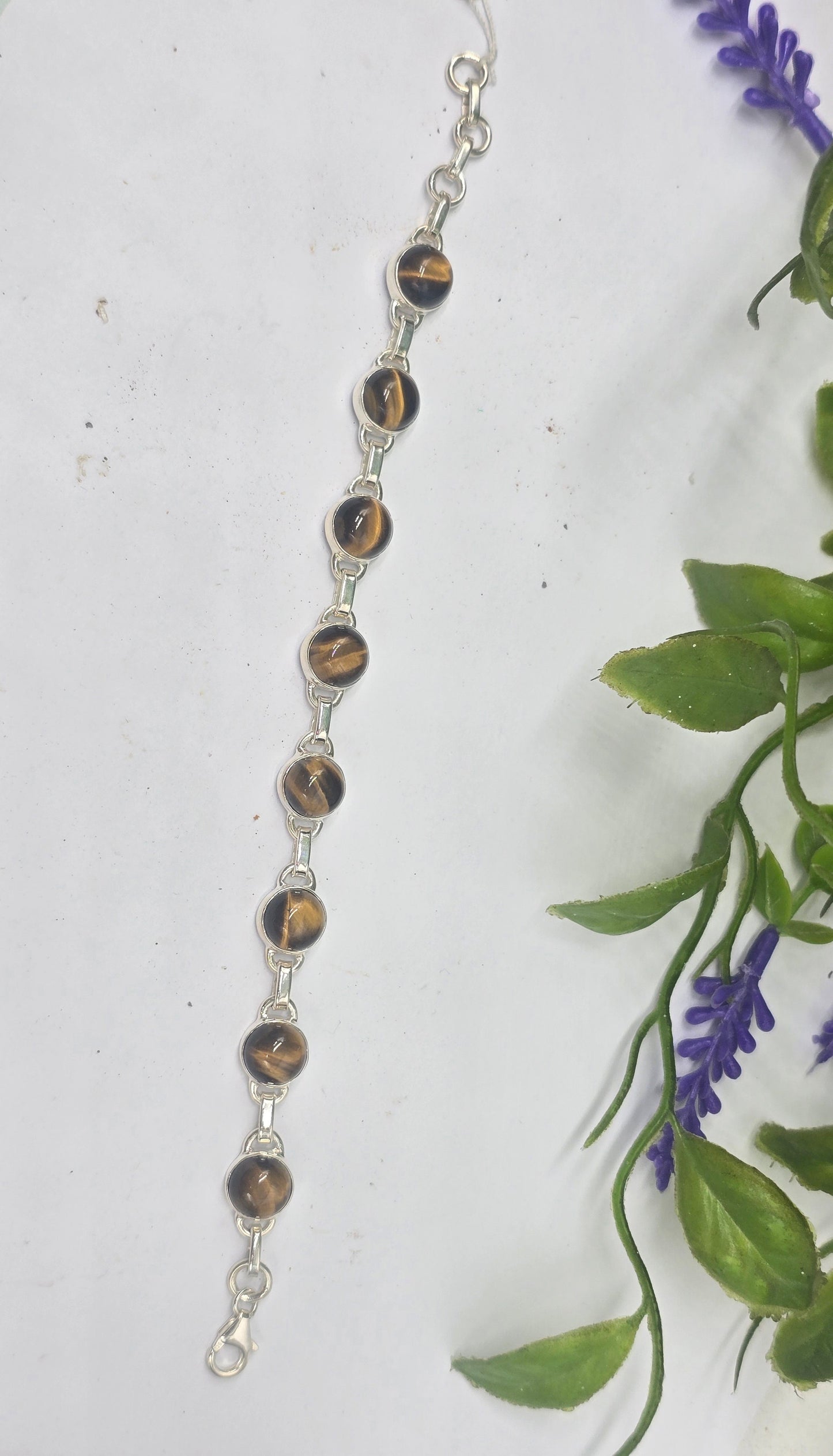 Tigers Eye in 925 Sterling Silver Bracelet Crystal Wellness