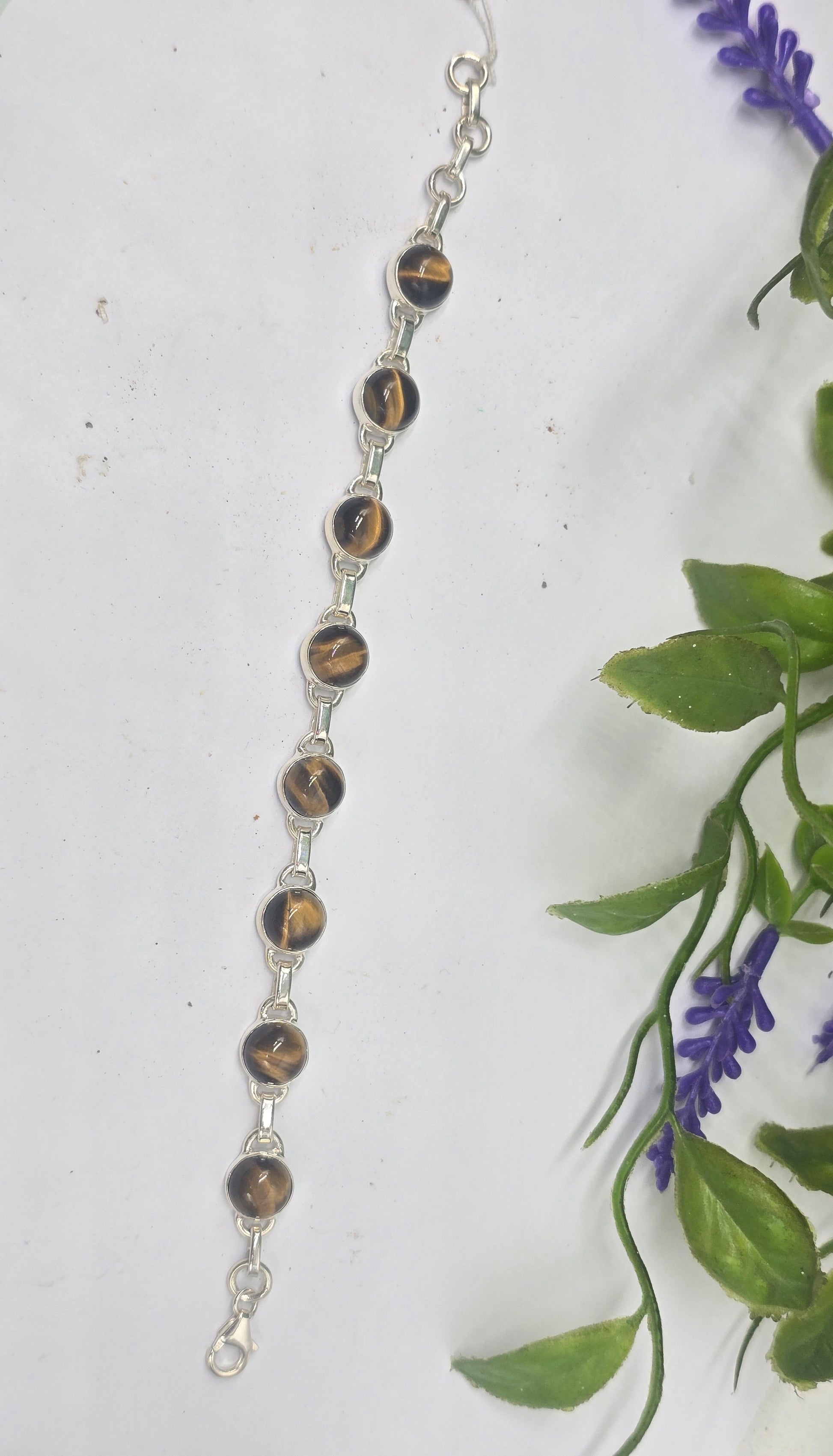 Tigers Eye in 925 Sterling Silver Bracelet Crystal Wellness