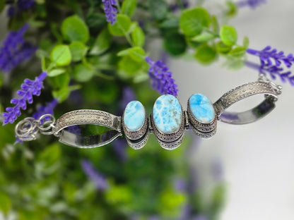 Larimar 925 Sterling Silver Bracelet – Stone of Peace & Calm Crystal Wellness