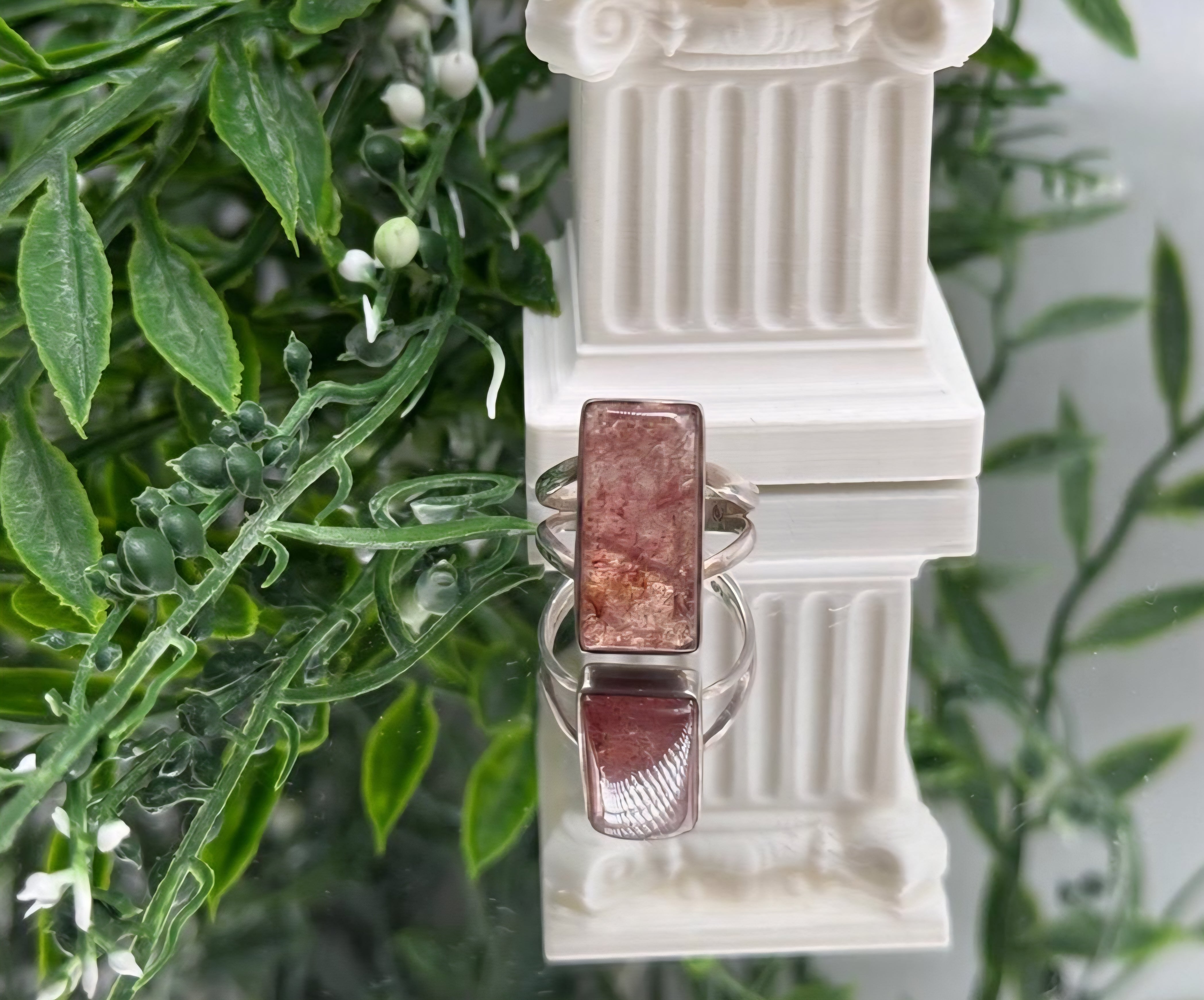 Strawberry Quartz Heart Radiance Ring – 925 Sterling Silver (Size 6.5) Crystal Wellness