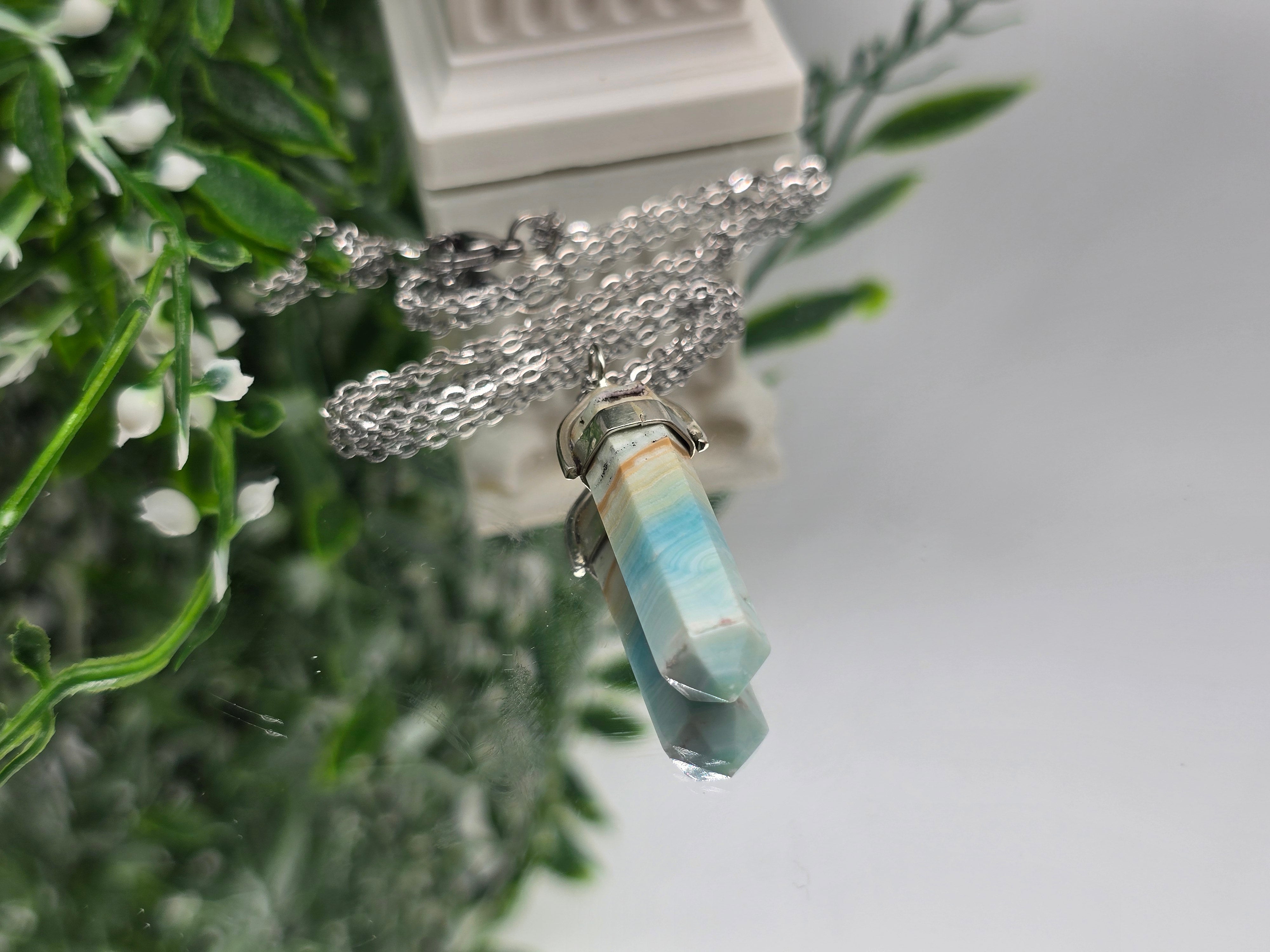 ✨ Caribbean Calcite Double-Terminated 925 Sterling Silver Pendant Crystal Wellness