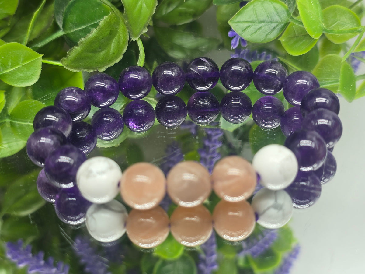 Amethyst, Howlite & Sunstone 10mm Beads Bracelet |
Stone of Calm, Inner Peace & Positive Energy Crystal Wellness