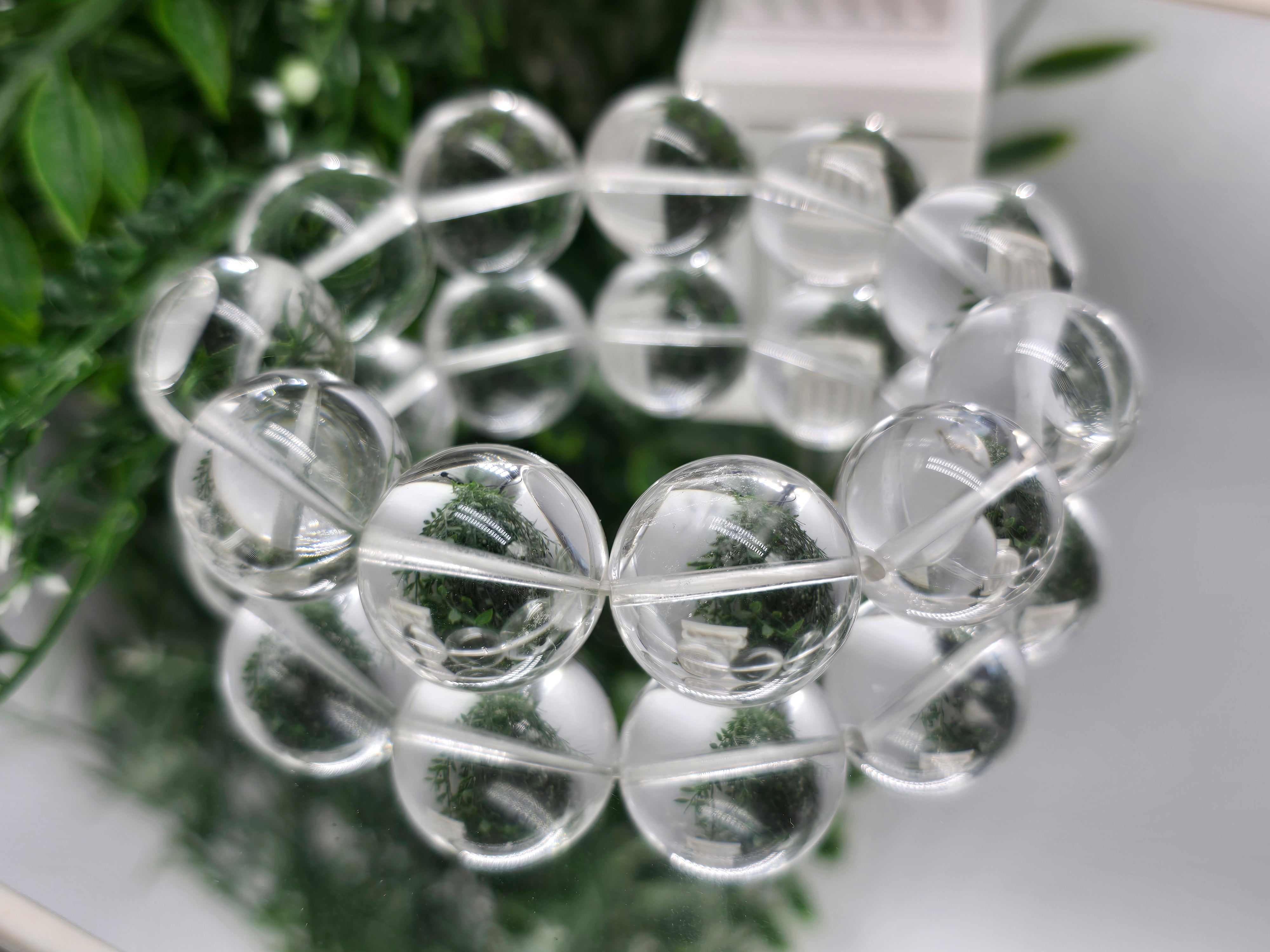 High Grade Clear Quartz Radiance Bracelet – 21mm Ultimate Power Beads Crystal Wellness