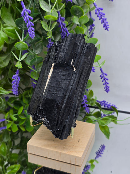 Premium Quality Natural Black Tourmaline Raw (Standing Display included) – Stone of Protection & Grounding Crystal Wellness