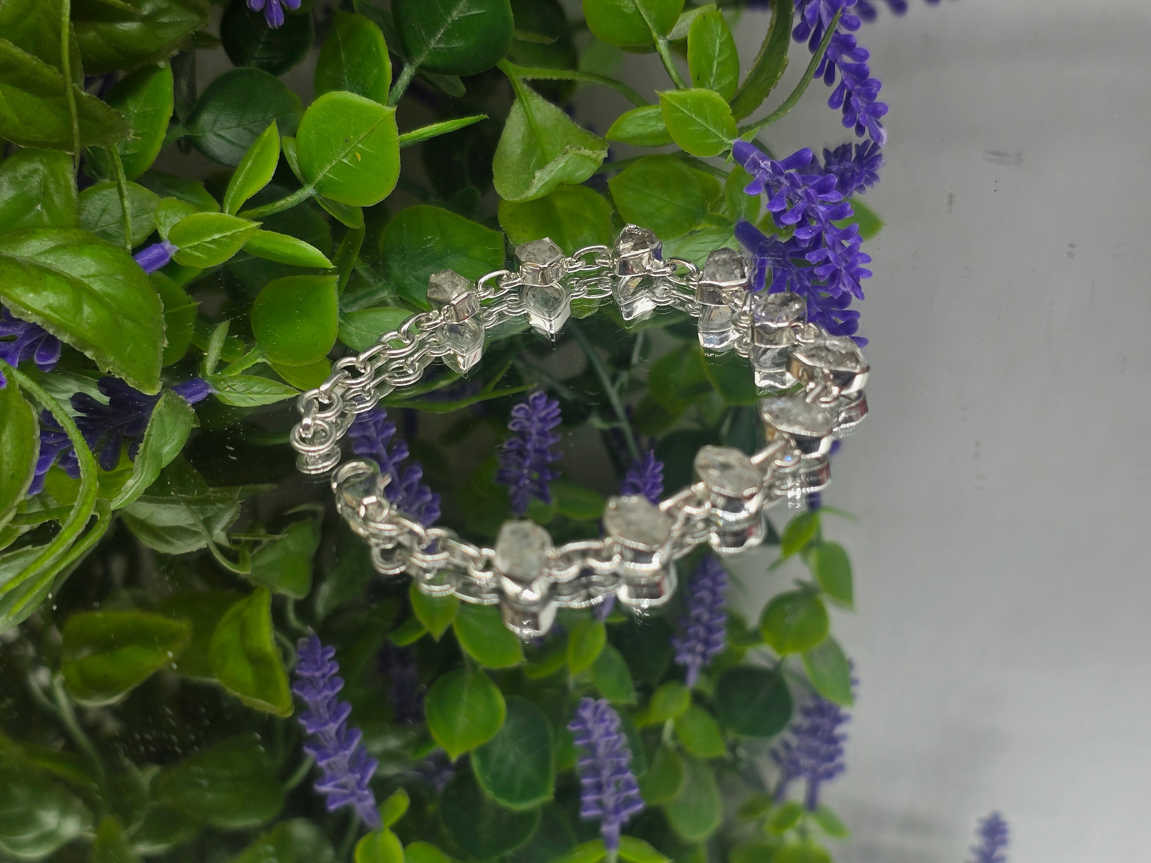 Herkimer Diamond Sterling Silver Bracelet – Crystal Clarity & Divine Light Crystal Wellness