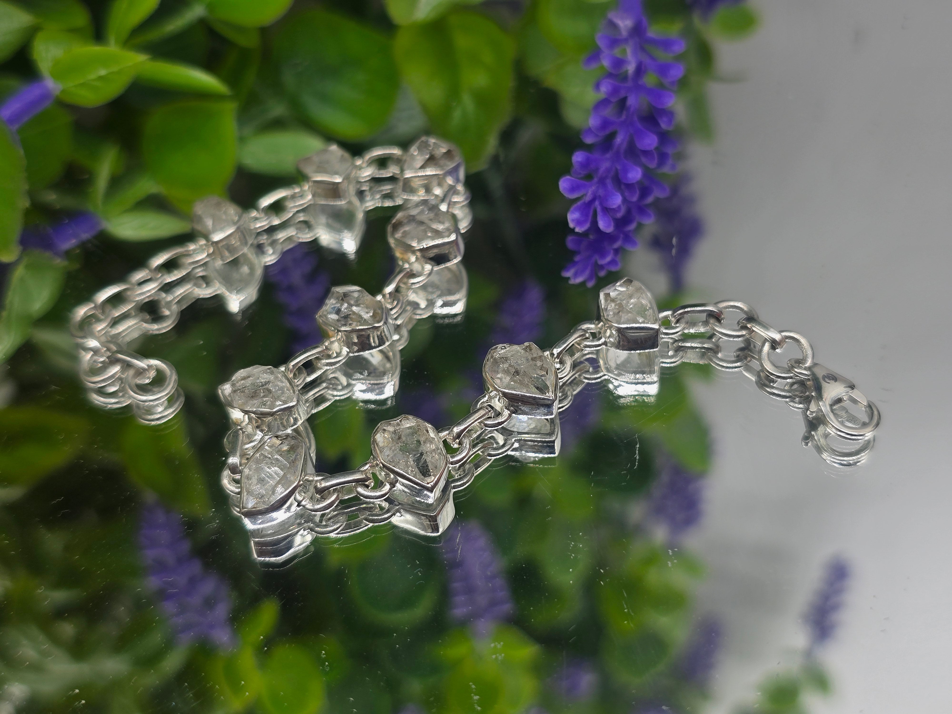 Herkimer Diamond Sterling Silver Bracelet – Crystal Clarity & Divine Light Crystal Wellness