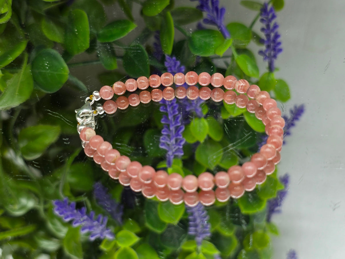 Rhodochrosite High Grade 3mm Beads Bracelet – Stone of Love, Compassion & Emotional Renewal Crystal Wellness