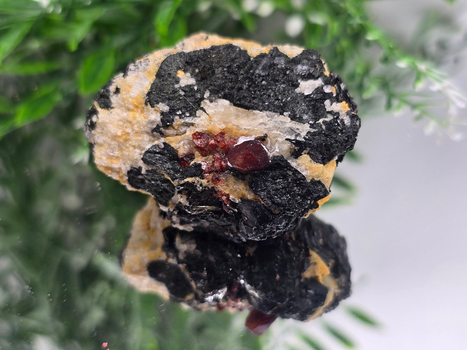 Rare Red Zircon Crystals in Feldspar & Quartz Matrix with Biotite 53x44x33mm 82g Crystal Wellness